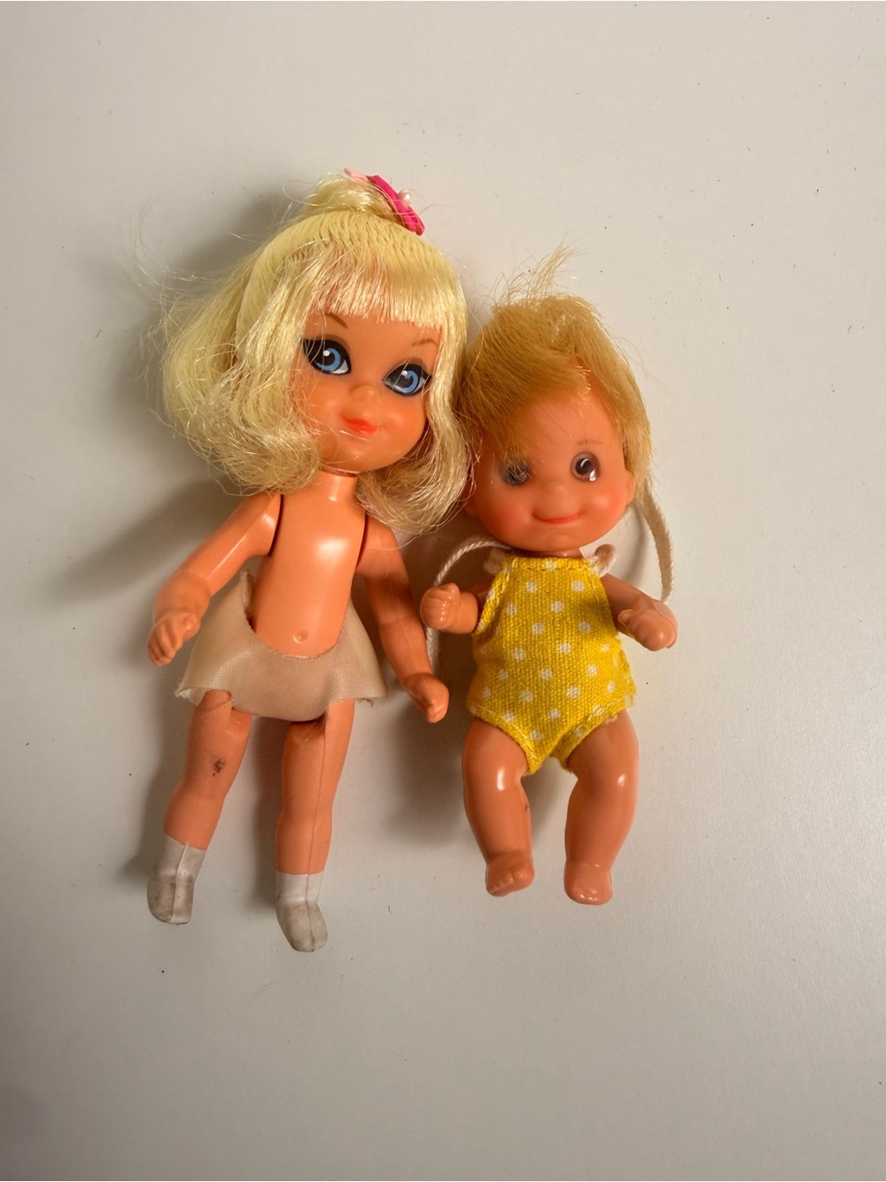Vintage 1960-70s Mattel (Barbie) Blonde x2 Mini Doll Duo